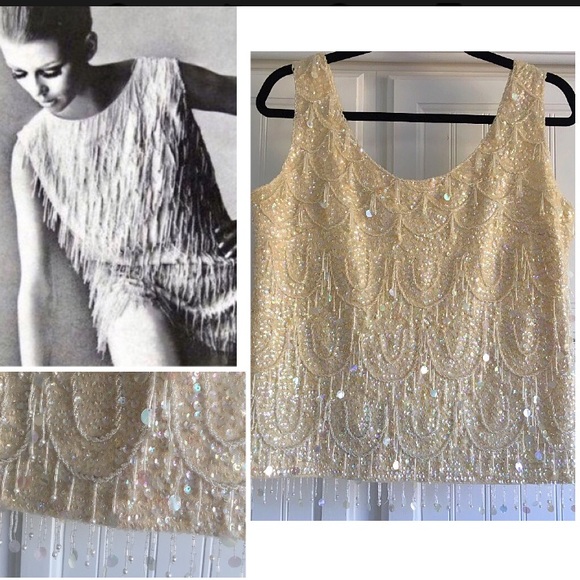 Tops - Vintage Mod 1960’s Fringe Embellished Blouse L 12 Tops - Vintage Mod 1960’s Fringe Embellished Blouse L 12
